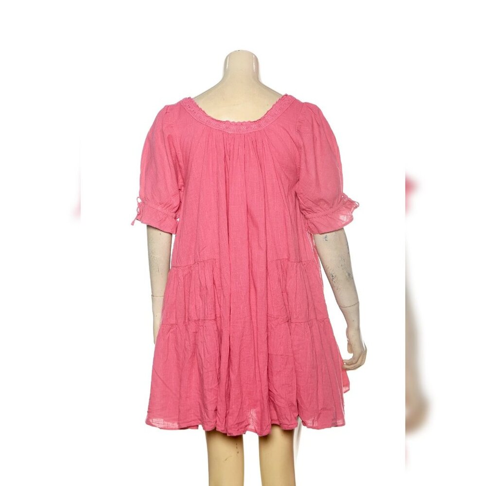Free People Fuchsia Smocked-Yoke Mini Dress - Picture 5 of 6